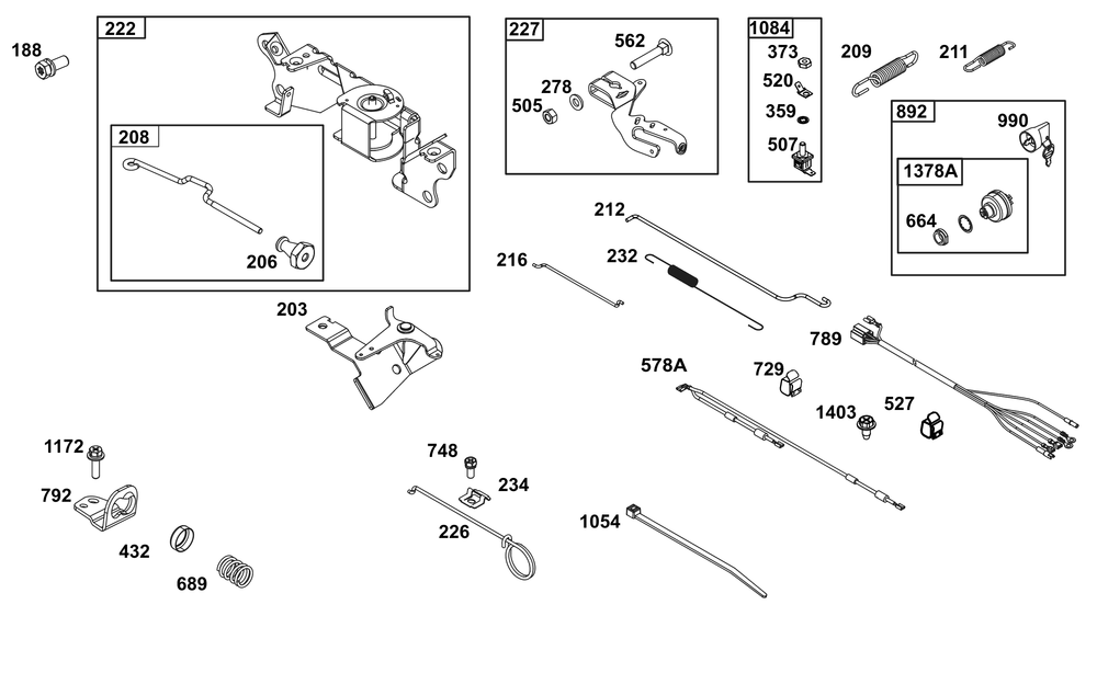 Controls Group Diagram and Parts List for 305447-0605-G1 200000 - 399999 Briggs and Stratton Engine